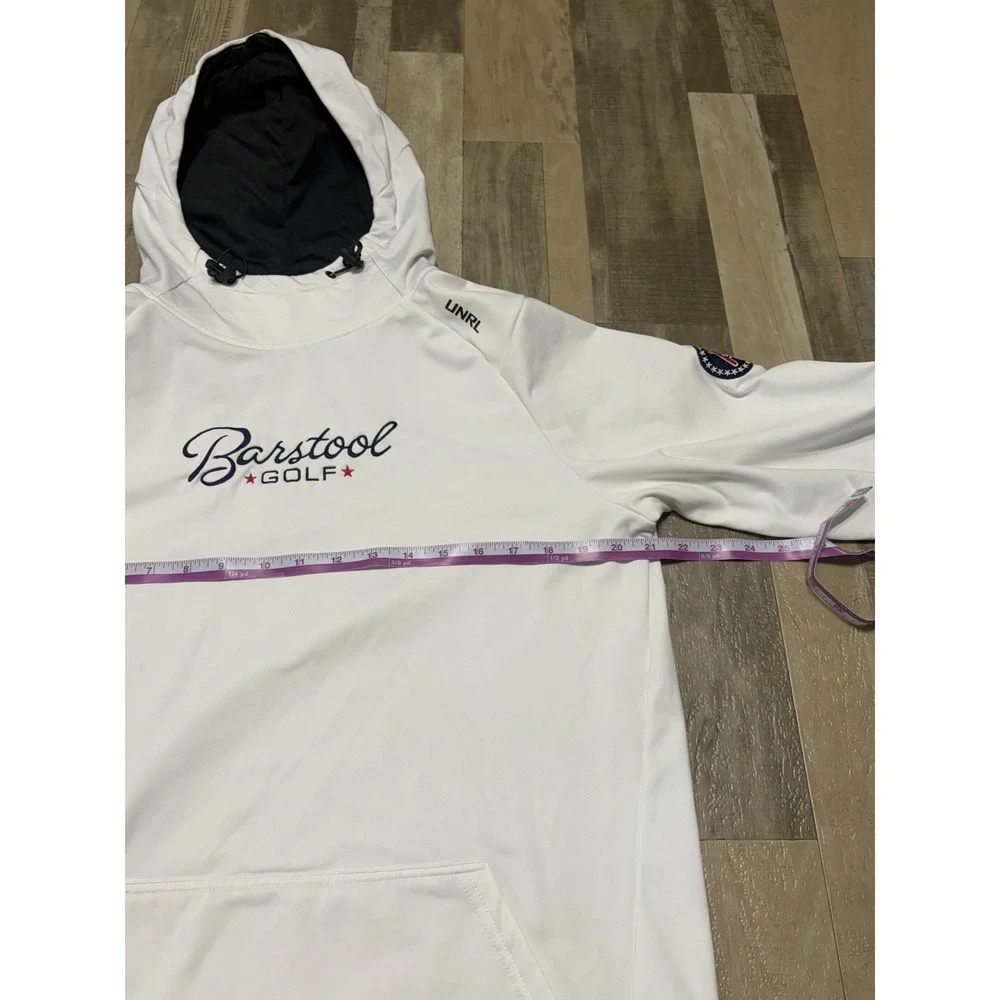 UNRL Mens M Barstool Golf Embroidered Crossover Hoodie White Stretch Performance